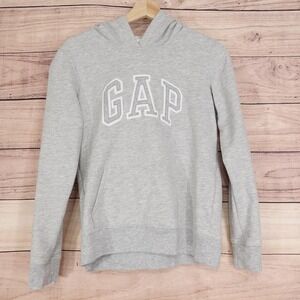 Gap Hoodie Womens Small Gray Fleece Pullover Hooded Kangaroo Pocket Logo